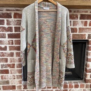KEREN hart Open Gray Multicolor Patterned Cardigan size XL